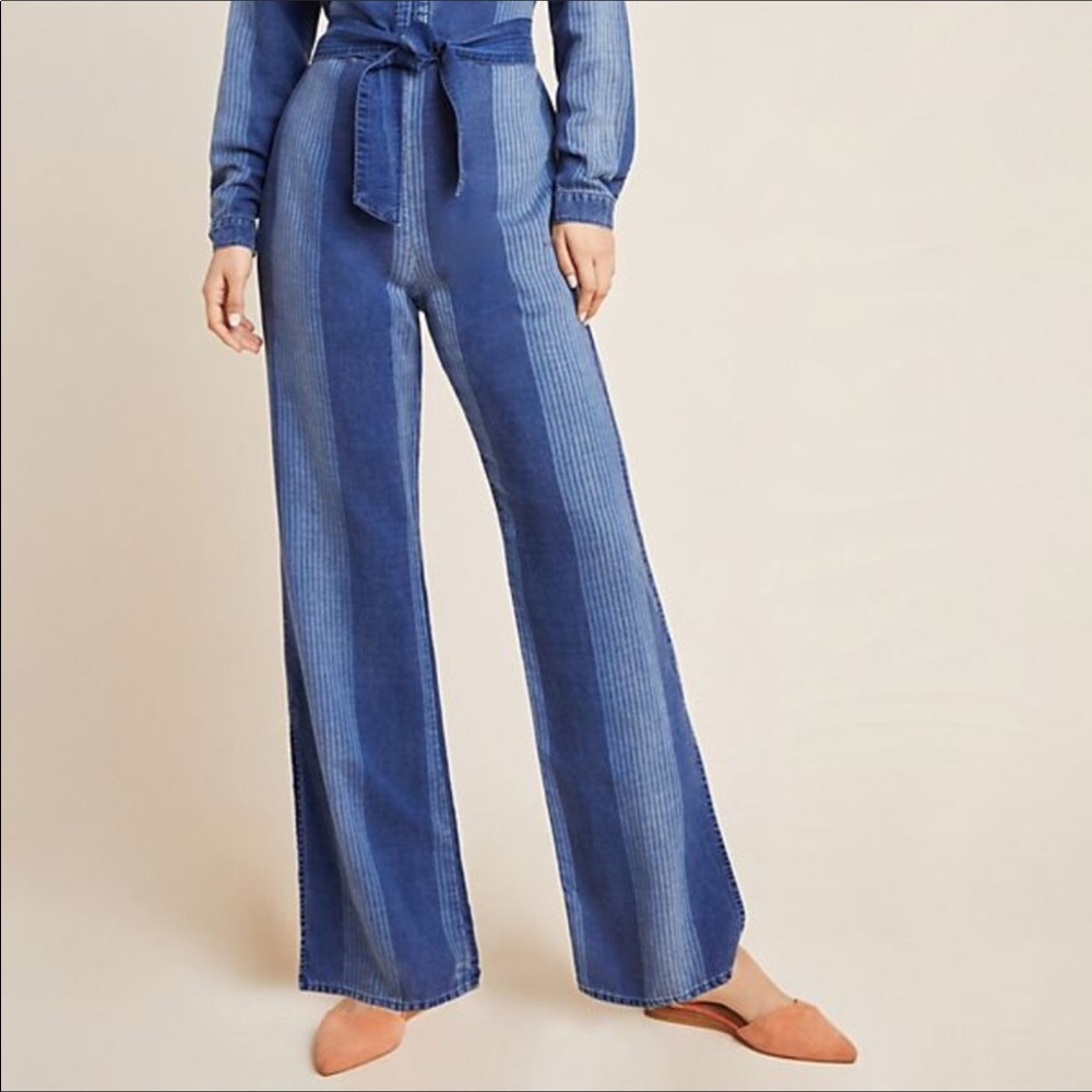 NEW Cloth & Stone Laney Chambray Jumpsuit Romper Denim Jeans Patchwork - Picture 3 of 10